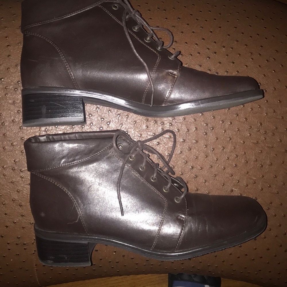 Classic Elements Brown Leather Rolled Down Ankle Booties